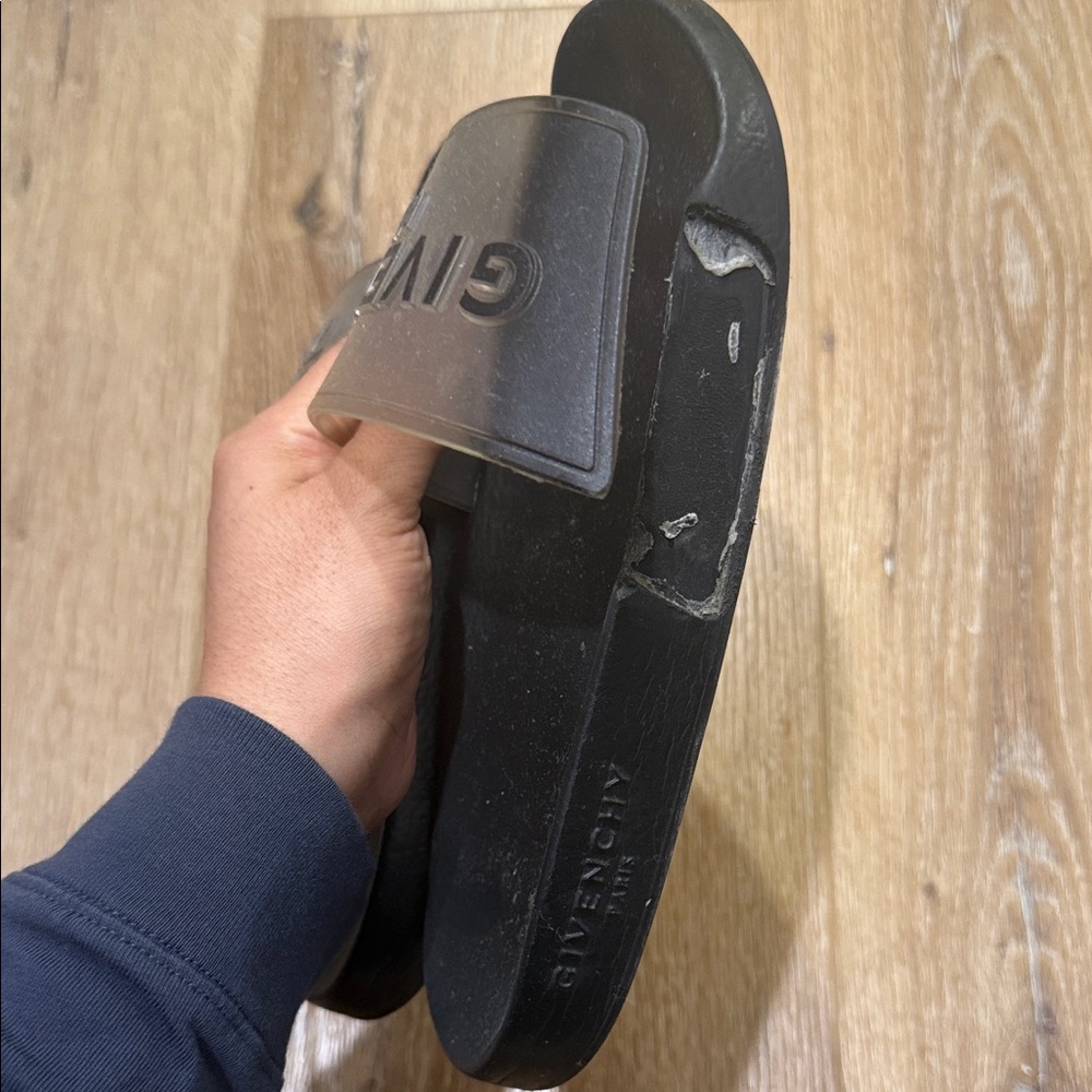 Authentic Givenchy Translucent Black Slide Sandal… - image 2